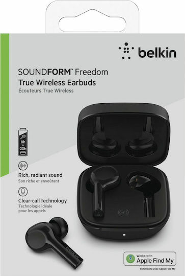 Belkin Soundform Freedom In-ear Bluetooth Handsfree Ακουστικά με Αντοχή στον Ιδρώτα και Θήκη Φόρτισης Μαύρα