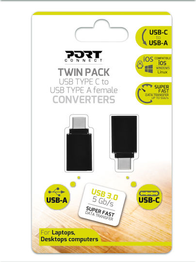 Port Designs Μετατροπέας USB-C male σε USB-A female 1τμχ 900142