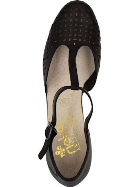 Anatomic Leather Black Heels with Strap