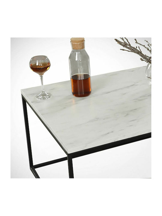 Rectangular Coffee Table Saffron Wooden White / Black L95xW55xH43cm.