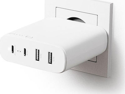 Alogic Încărcător Fără Cablu cu 2 Porturi USB-A și 2 Porturi USB-C 100W Livrarea energiei Albς (WCG4X100-EU)