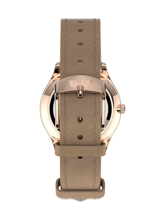 Timex Modern Easy Reader Дамски Часовник с Бежов Кожена Каишка