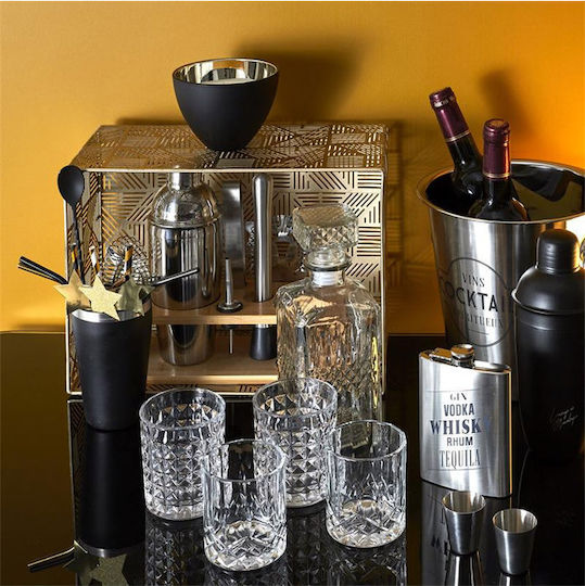 Σετ Cocktail από Ανοξείδωτο Ατσάλι με Βάση από Μπαμπού 8τμχ KV7303
