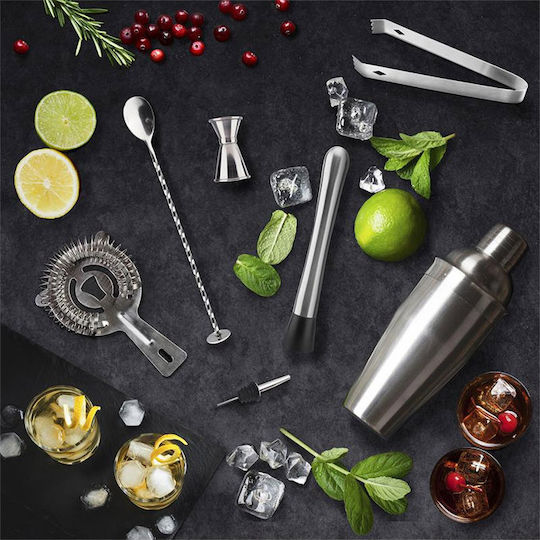 Σετ Cocktail από Ανοξείδωτο Ατσάλι με Βάση από Μπαμπού 8τμχ KV7303