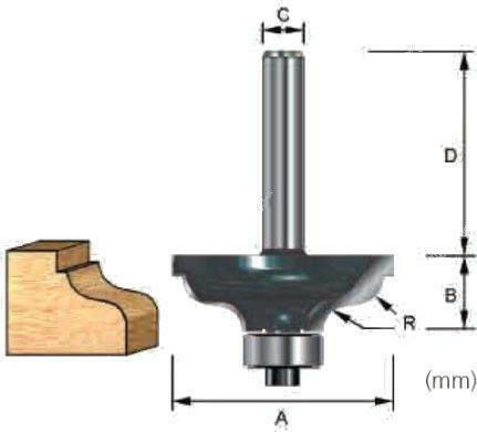 Makita Κοπτικό Εξάρτημα Εργαλείου για Ξύλο 8mm με Ρουλεμάν