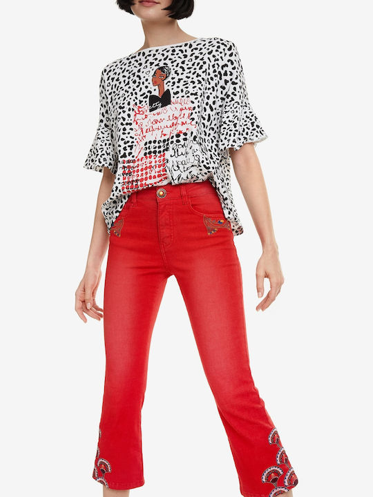 Nilo Women's Fabric Capri Trousers Red