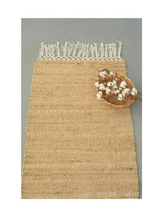 Palamaiki Puglia Rug Rectangular Summer from Jute with Fringes Beige