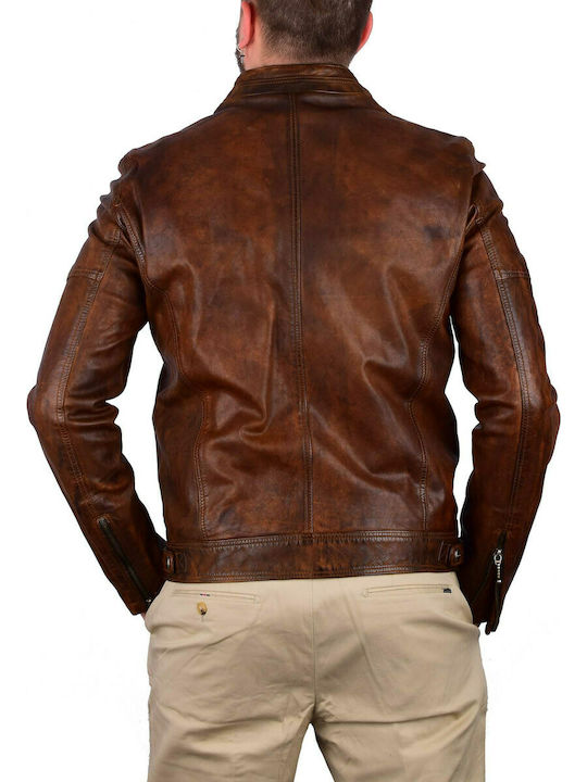 Guy Laroche 378 Men's Winter Leather Jacket Brown