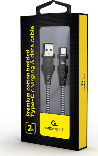 Gembird Braided USB 2.0 Cable USB-C male - USB-A Μαύρο 2m CC-USB2B-AMCM-2M-BW