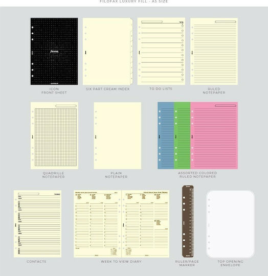 Filofax Malden Veranstalter Schwarz Leder 45x22cm