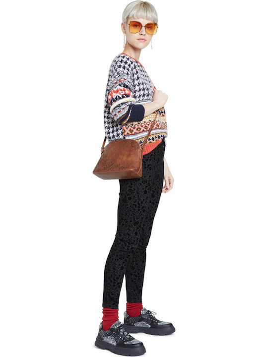 Wallpaper Women's Fabric Trousers Slim Fit Floral Black