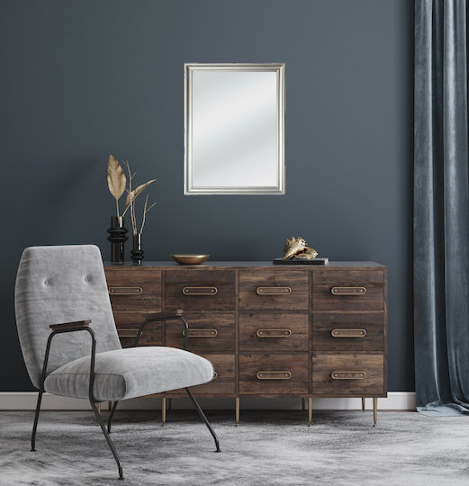 Liberta Frame Като Огледало за Стена с Сребрист Дърво Рамка 80x60см 1бр