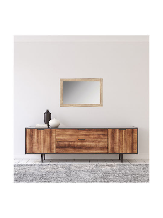 HomeMarkt Aisha Wall Mirror with Brown Wooden Frame 72x120cm 1pcs