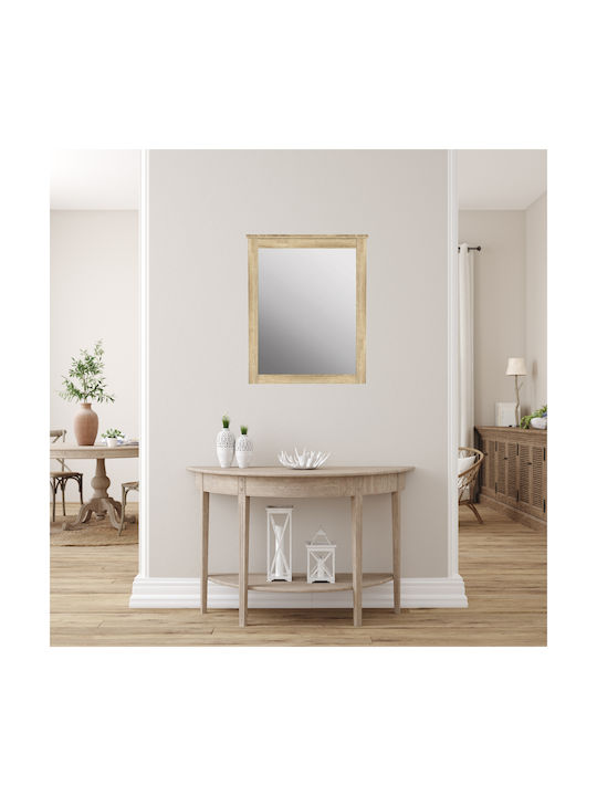 HomeMarkt Wall Mirror with Brown Wooden Frame 93x72cm 1pcs