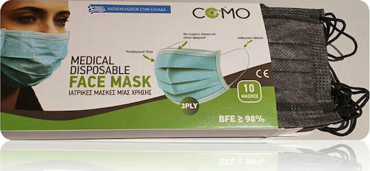 Como Surgical Mask single-use 3ply Type II BFE >98% Protective Mask Non-Reusable Type II Surgical Black 40pcs