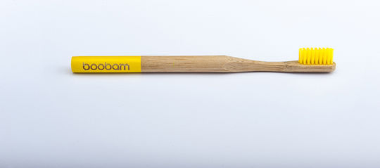 Boobam Brush Style Adult Manual Toothbrush Medium Yellow