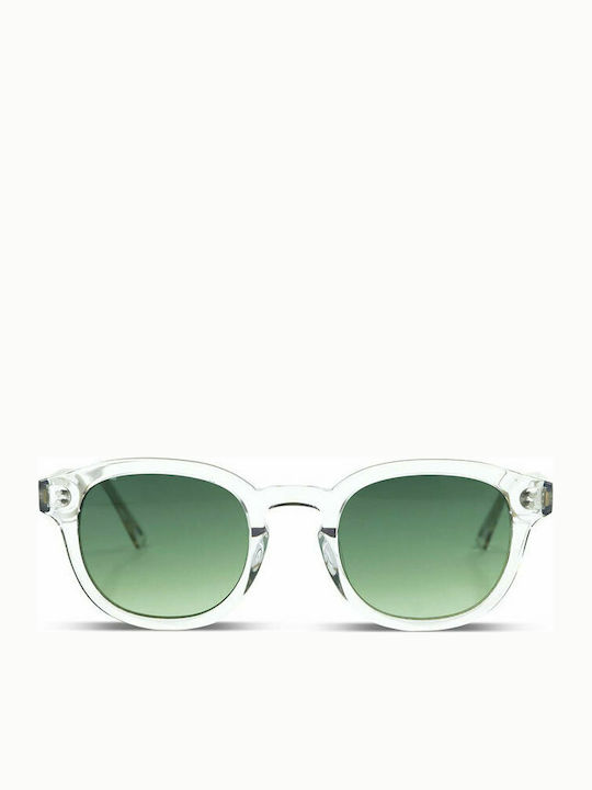 Messyweekend Bille Sunglasses with Transparent Plastic Frame and Green Gradient Lens S2 M15C4