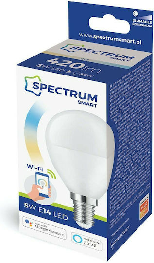 Spectrum Smart Λάμπα LED 5W για Ντουί E14 Ρυθμιζόμενο Λευκό 420lm Dimmable