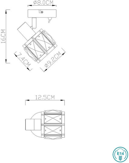 Globo Lighting Kris Single Spot with Socket E14