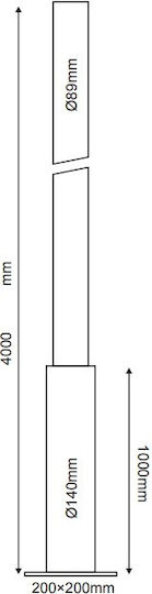 Aca Mounting Post for Lighting Fixtures made of Aluminum Column Silver F891404M