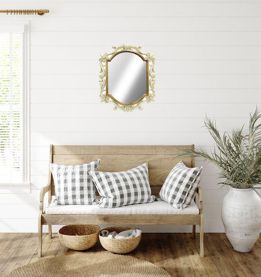 Homeplus Wall Mirror Oval with Gold Plastic Frame 75x60cm 1pcs