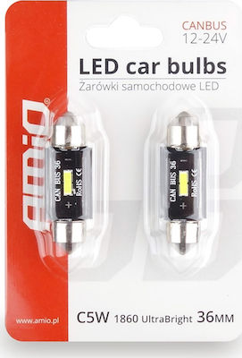 AMiO Λάμπες Αυτοκινήτου Ultra Bright Canbus LED 5600K Ψυχρό Λευκό 12-24V 3.1W 2τμχ /AM