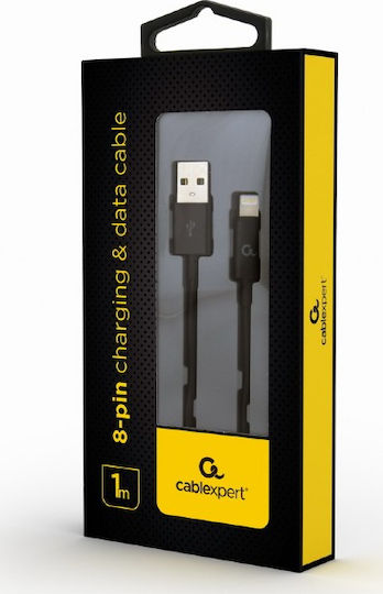 Gembird Regular USB to Lightning Cable Μαύρο 1m (CC-USB2P-AMLM-1M)