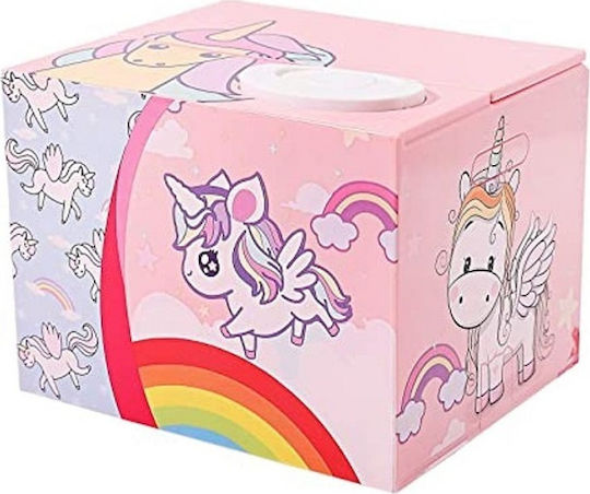 Saving Box Cat Unicorn Color Pink Copil Cutiuta de bani Plastic Roz 12x9x10cm