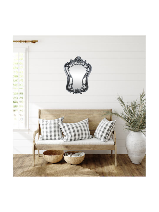 Keskor Oglindă de Perete cu Negru-argintiu Ramă din Plastic 80x59cm 1buc