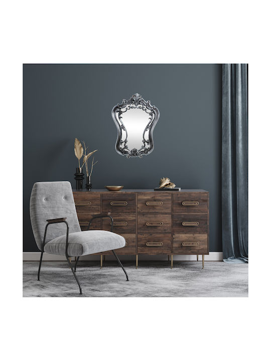 Keskor Oglindă de Perete cu Negru-argintiu Ramă din Plastic 80x59cm 1buc