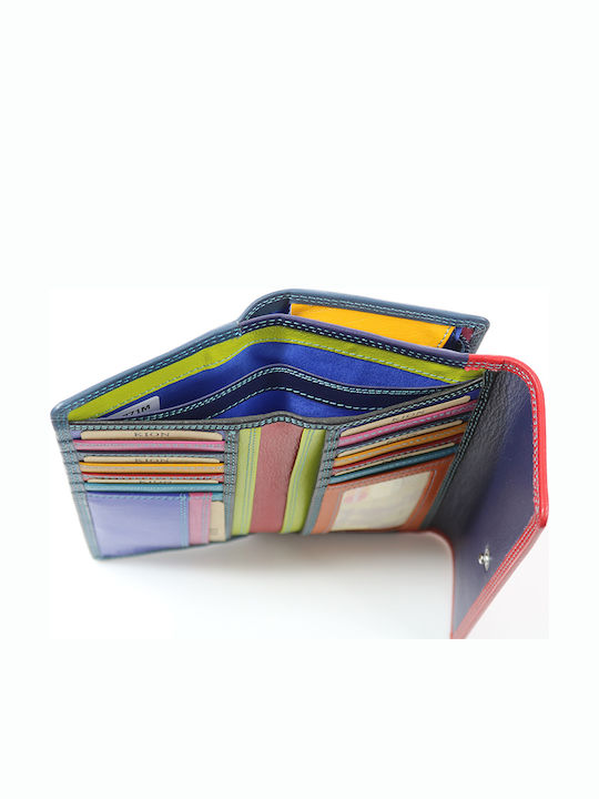 Groß Leder Damen Geldbörse Klassisch Blue/Red