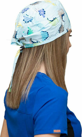 Alezi Dinosaurs Unisex Multicolour Surgical Cap Cotton and Polyester