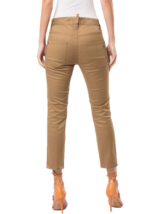 Dsquared2 Damen Stoff Capri Hose Tabac Braun