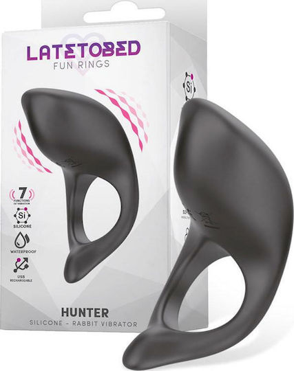 LateToBed Hunter Inel Vibrant Pentru Penis Din Silicon Negru Y-833