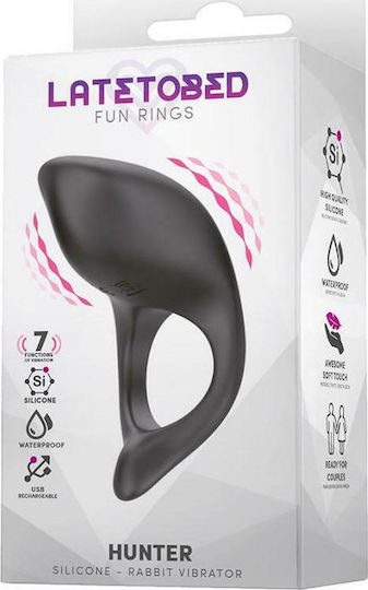 LateToBed Hunter Inel Vibrant Pentru Penis Din Silicon Negru Y-833