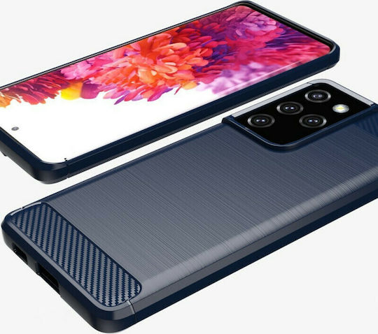 Hurtel Carbon Flexible Umschlag Rückseite Silikon Blau (Galaxy S21 Ultra 5G)