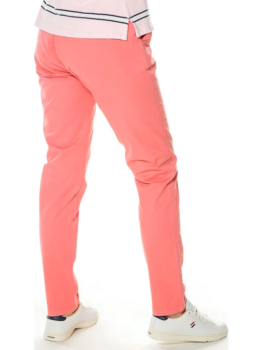 Superdry Γυναικείο Chino Παντελόνι σε Slim Εφαρμογή Ροζ