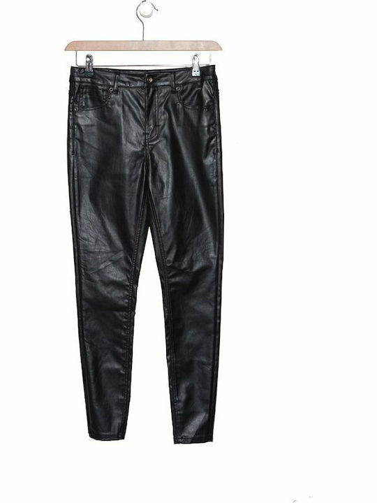 Women's High-waisted Fabric Trousers Skinny Fit Black