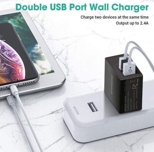 Riversong Φορτιστής Χωρίς Καλώδιο με 2 Θύρες USB-A Μαύρος (AD29)