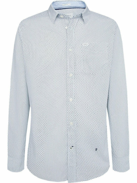Lawson Langärmeliges Baumwollhemd in Normale Passform Polka Dot Hellblau