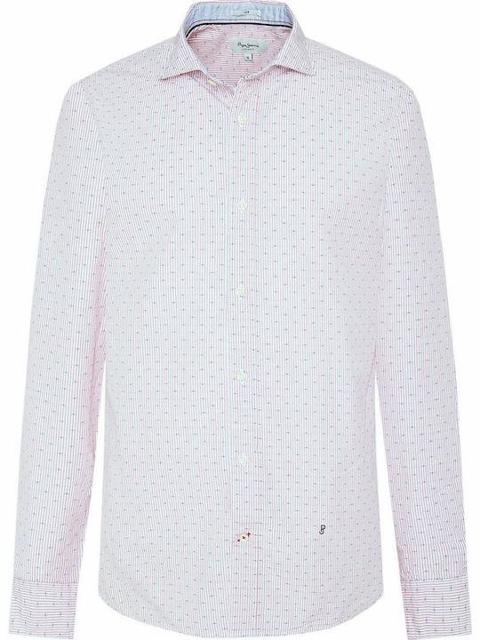 Brody Long Sleeve Shirt in Narrow Fit Polka Dot Pink