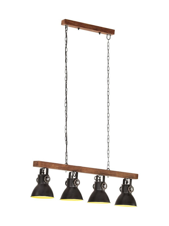 vidaXL Pendant Chandelier Rail for 4 Bulbs E27 Black