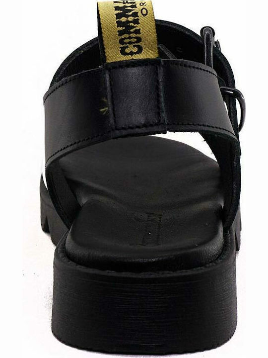 Leather Women's Flat Sandals Anatomic with Strap in White Color