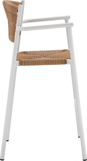 Градински Табурет Бар От Алуминий Бял 55.5x58x107см