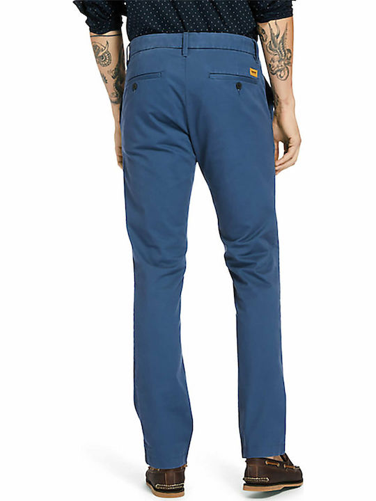 Stretch Twill Pantaloni Chino Elastic cu Croială Slim Albastru marin