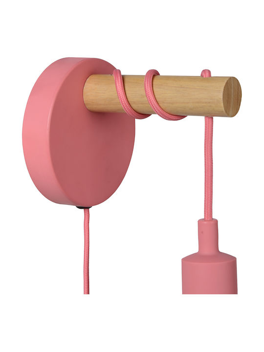 Lucide Lightning Paulien Vintage Leuchte Wand Steckdose mit Fassung E27 Rosa 12cm