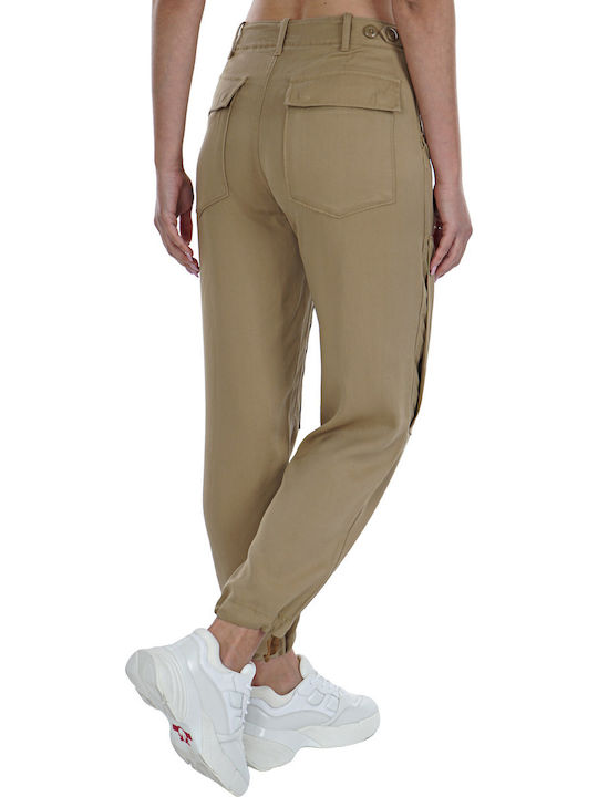 Ralph Lauren Women's Fabric Cargo Trousers in Relaxed Fit Beige