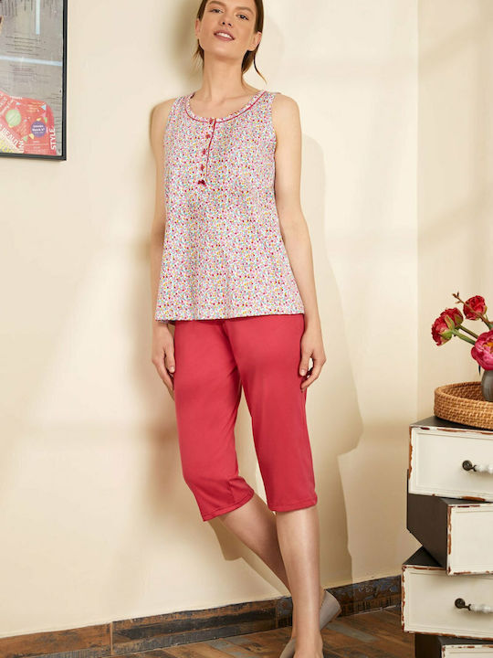 Vamp Sommer Damen Pyjama-Set Red Rose