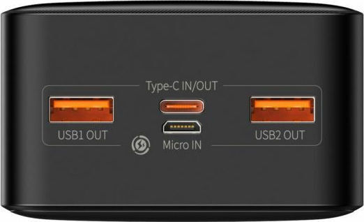 Baseus Bipow Power Bank 30000mAh 20W с 2 USB-A порта и USB-C порт Черен