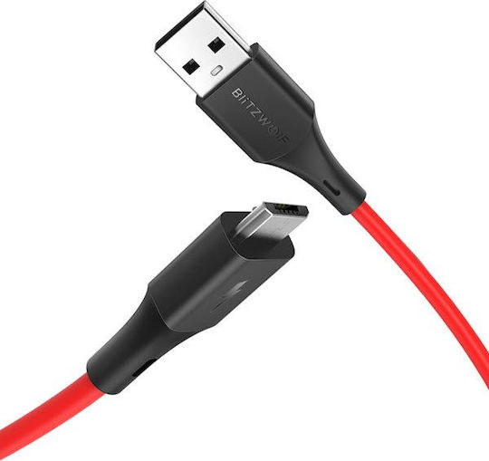 BlitzWolf Regular USB 2.0 to micro USB Cable Κόκκινο 1.8m (BW-MC14RED)